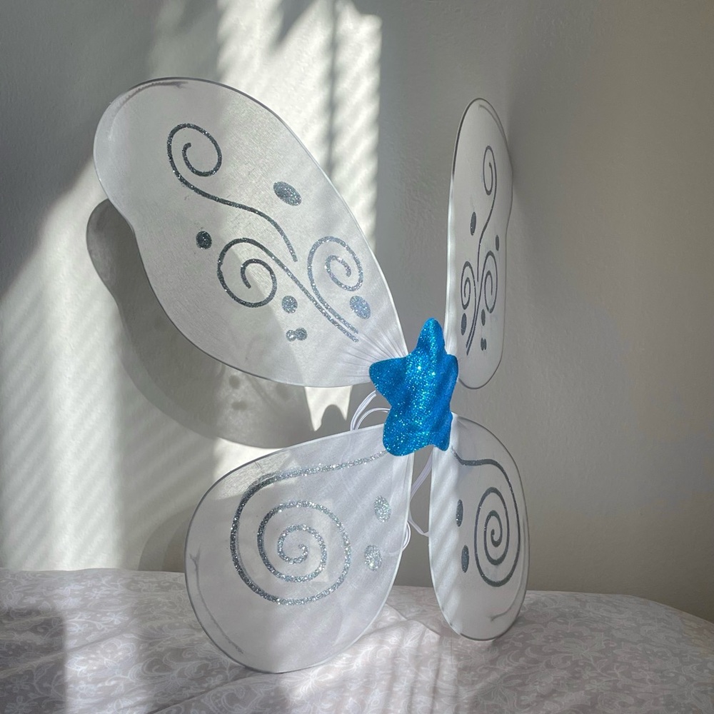 Mini Halloween Blue & Silver Sheer Fairy Wings